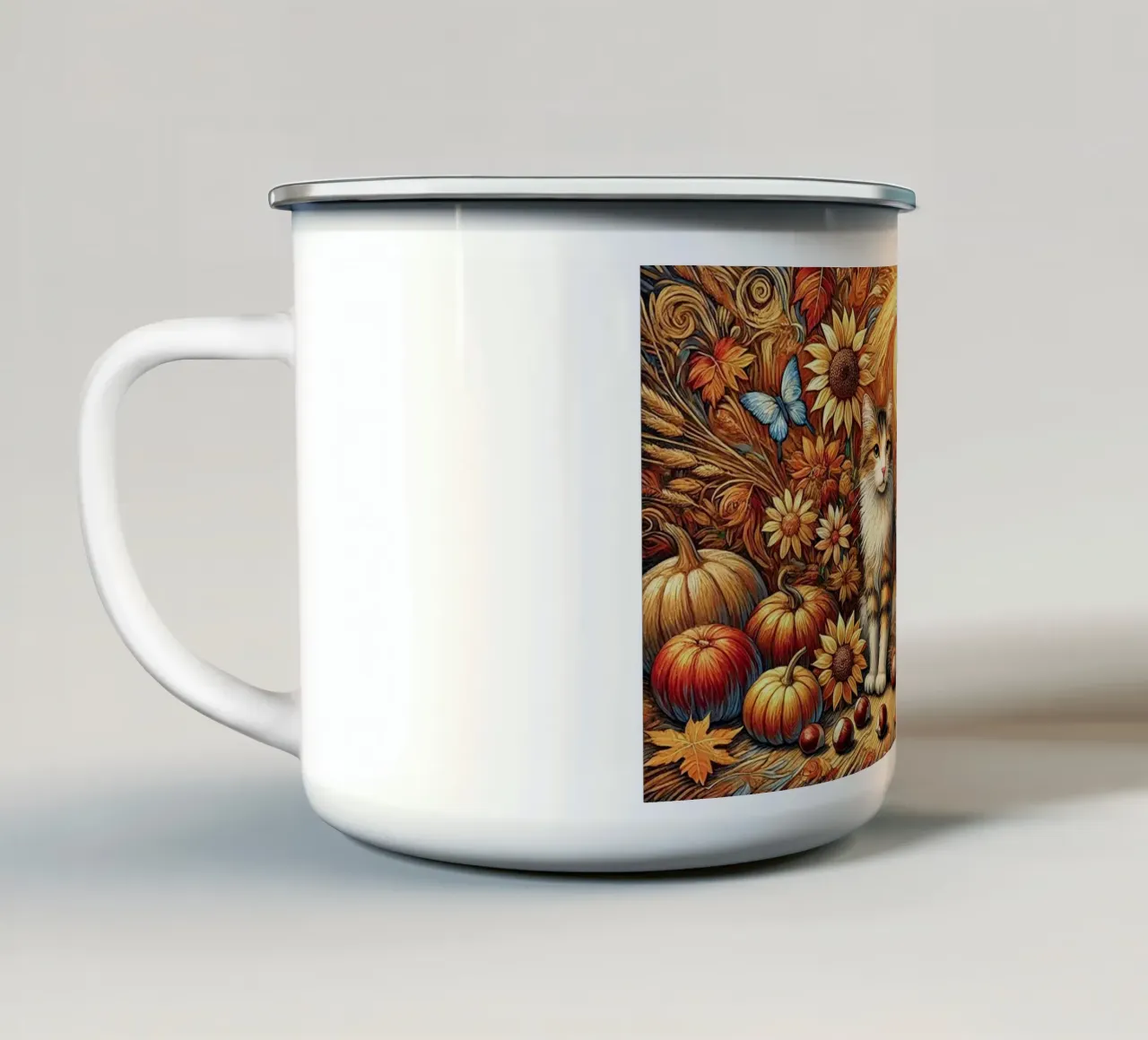 I LOVE MY MOMMY IN AUTUMN, Kittycat Edition tazza in smalto da Vintage Van Gogh