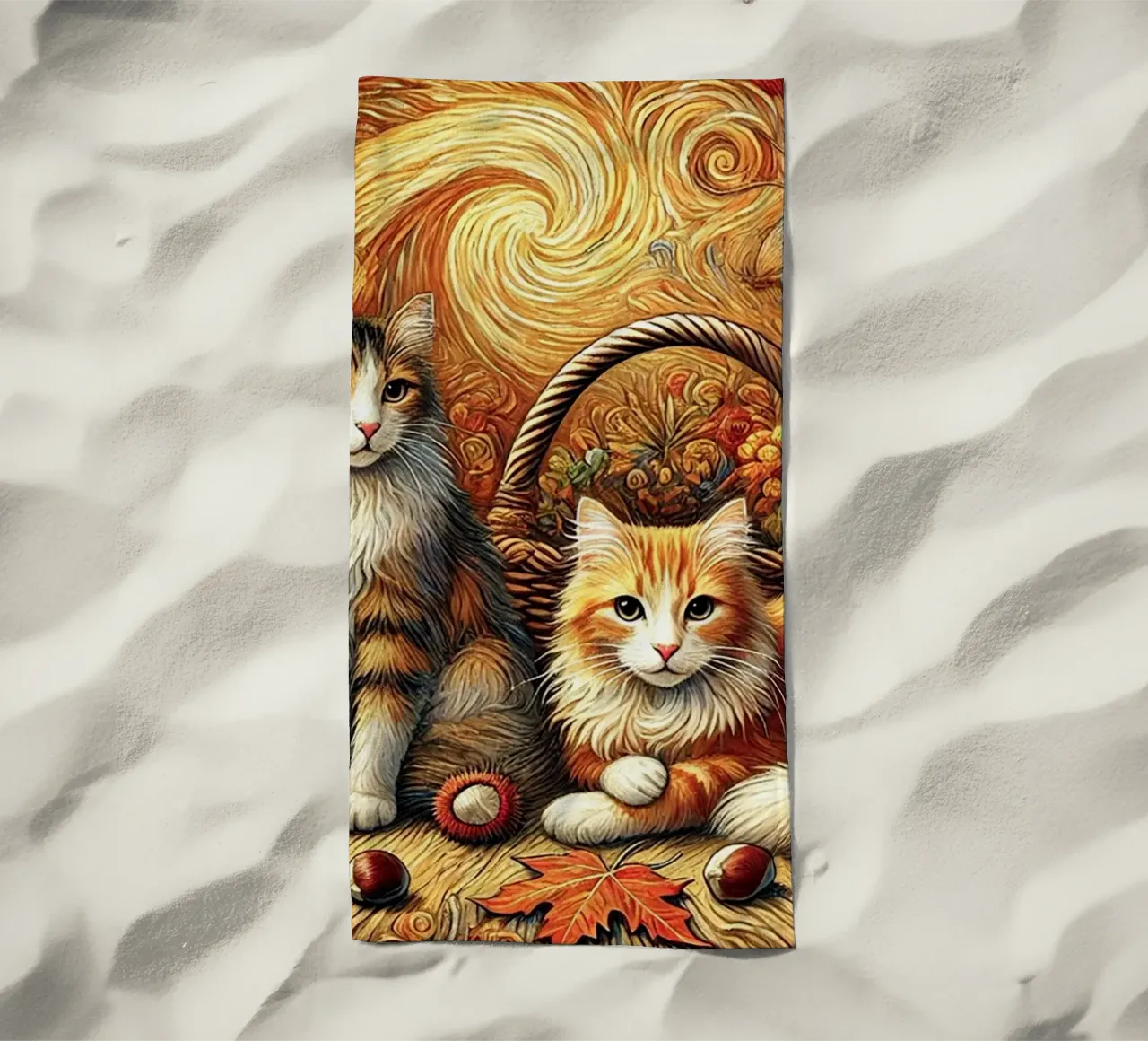 I LOVE MY MOMMY IN AUTUMN, Kittycat Edition telo mare da Vintage Van Gogh