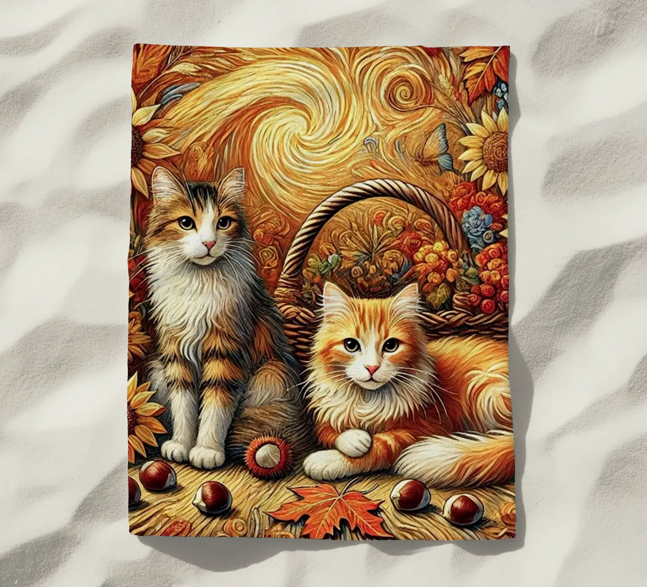 I LOVE MY MOMMY IN AUTUMN, Kittycat Edition telo mare da Vintage Van Gogh