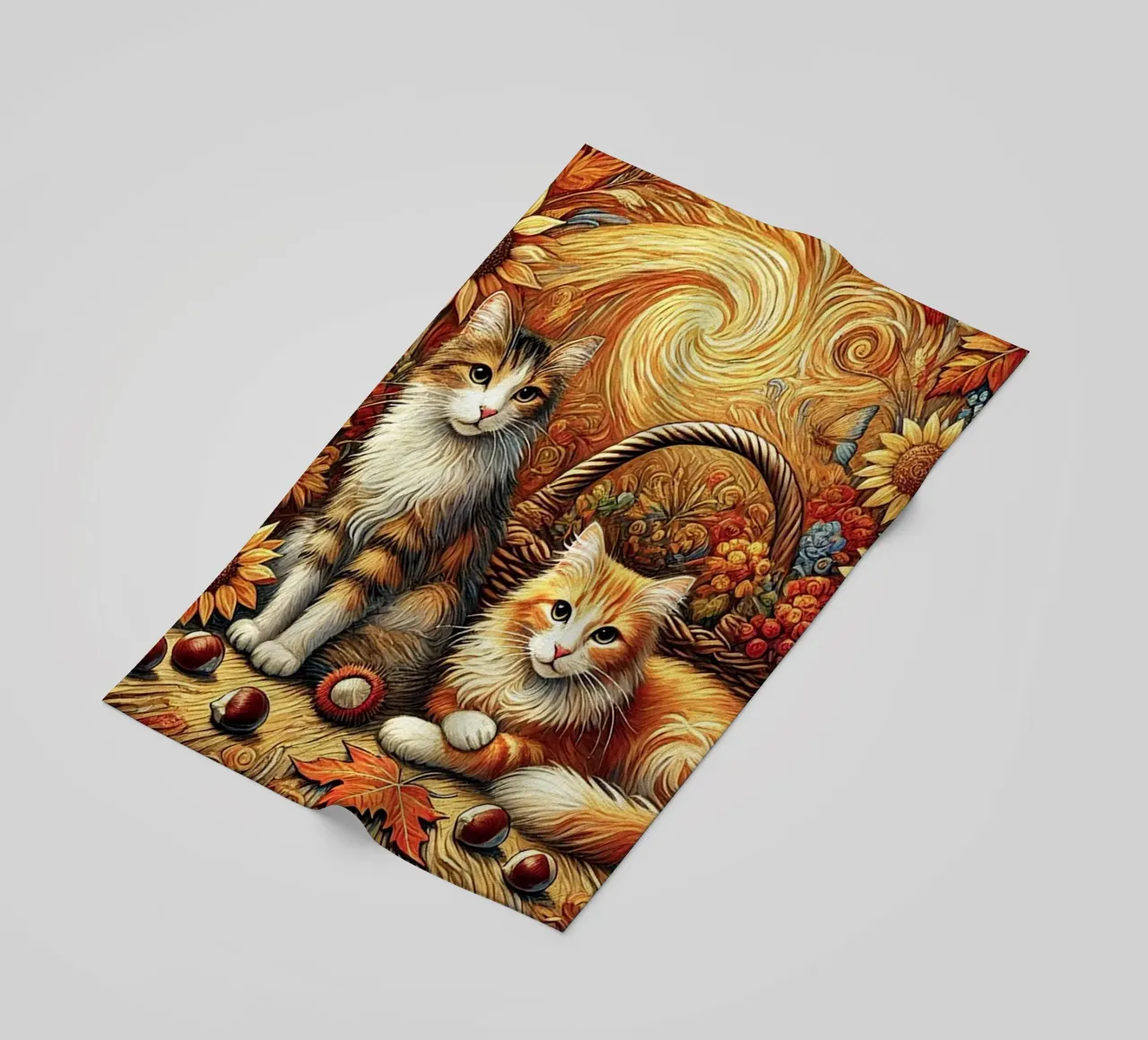 I LOVE MY MOMMY IN AUTUMN, Kittycat Edition telo mare da Vintage Van Gogh
