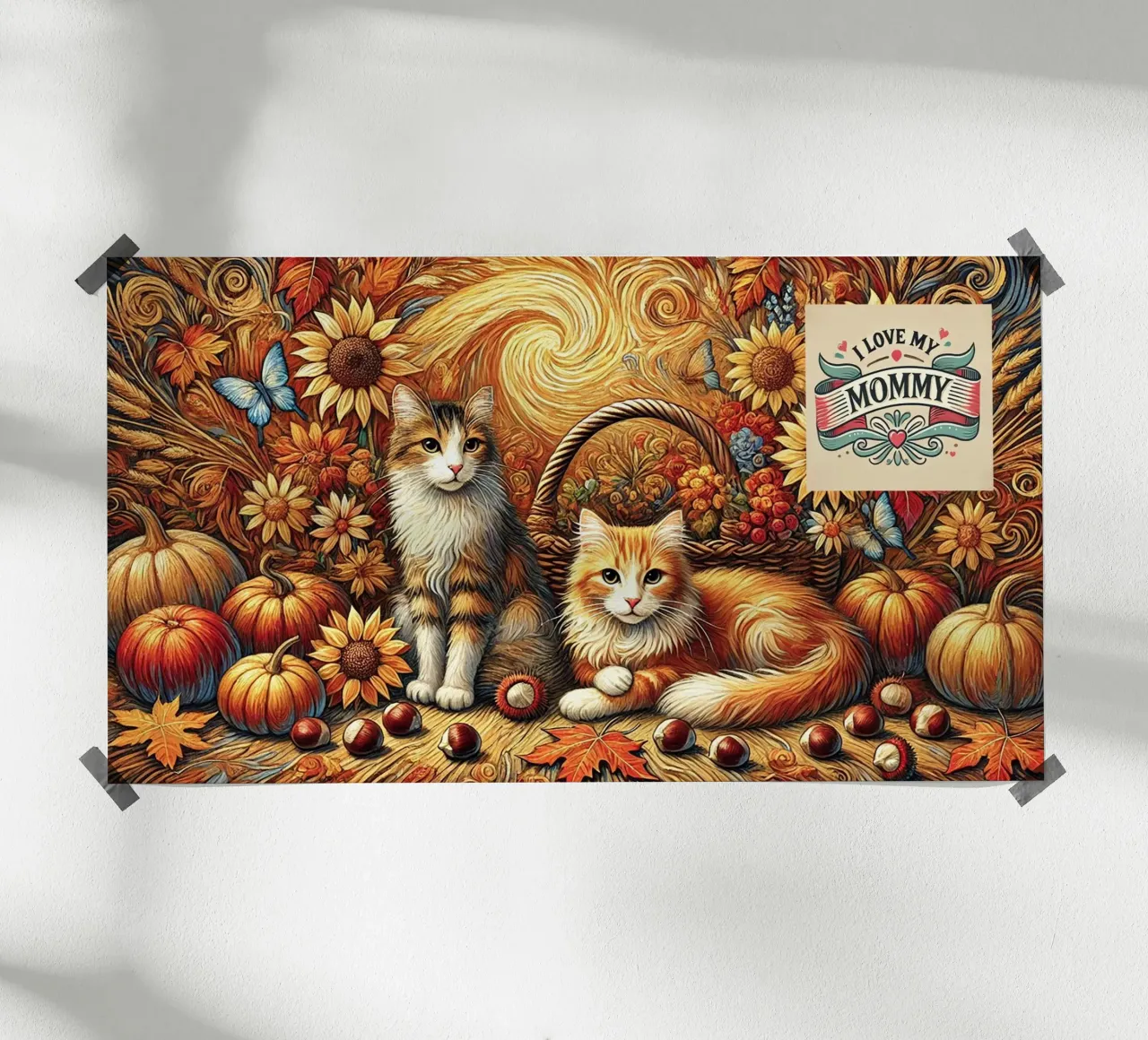 I LOVE MY MOMMY IN AUTUMN, Kittycat Edition carta hahnemühle da Vintage Van Gogh
