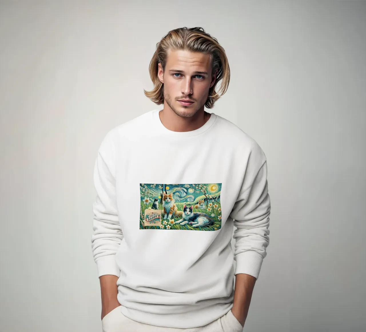 I LOVE MY DADDY IN SPRING, Kittycat Edition felpa da Vintage Van Gogh