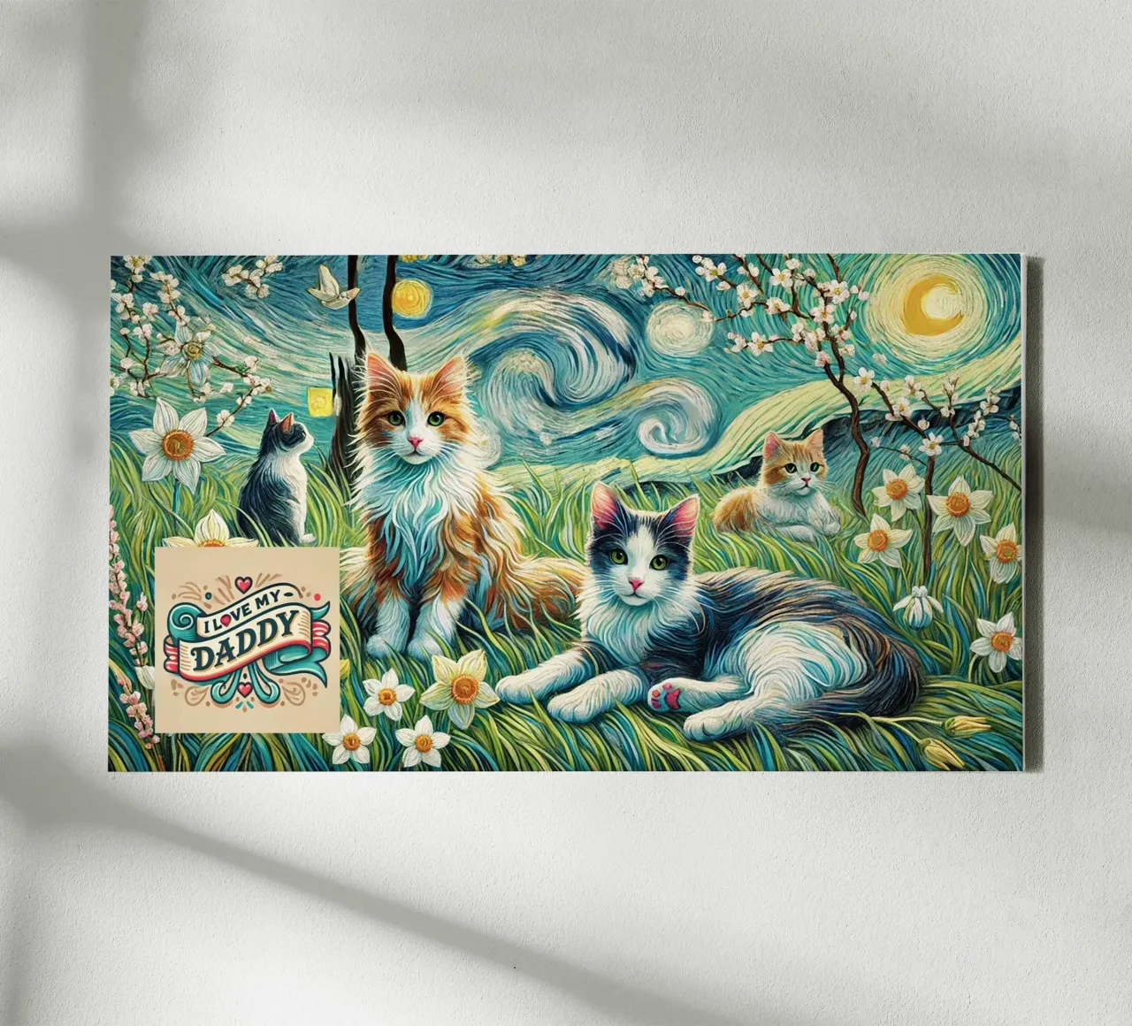 I LOVE MY DADDY IN SPRING, Kittycat Edition tela da Vintage Van Gogh