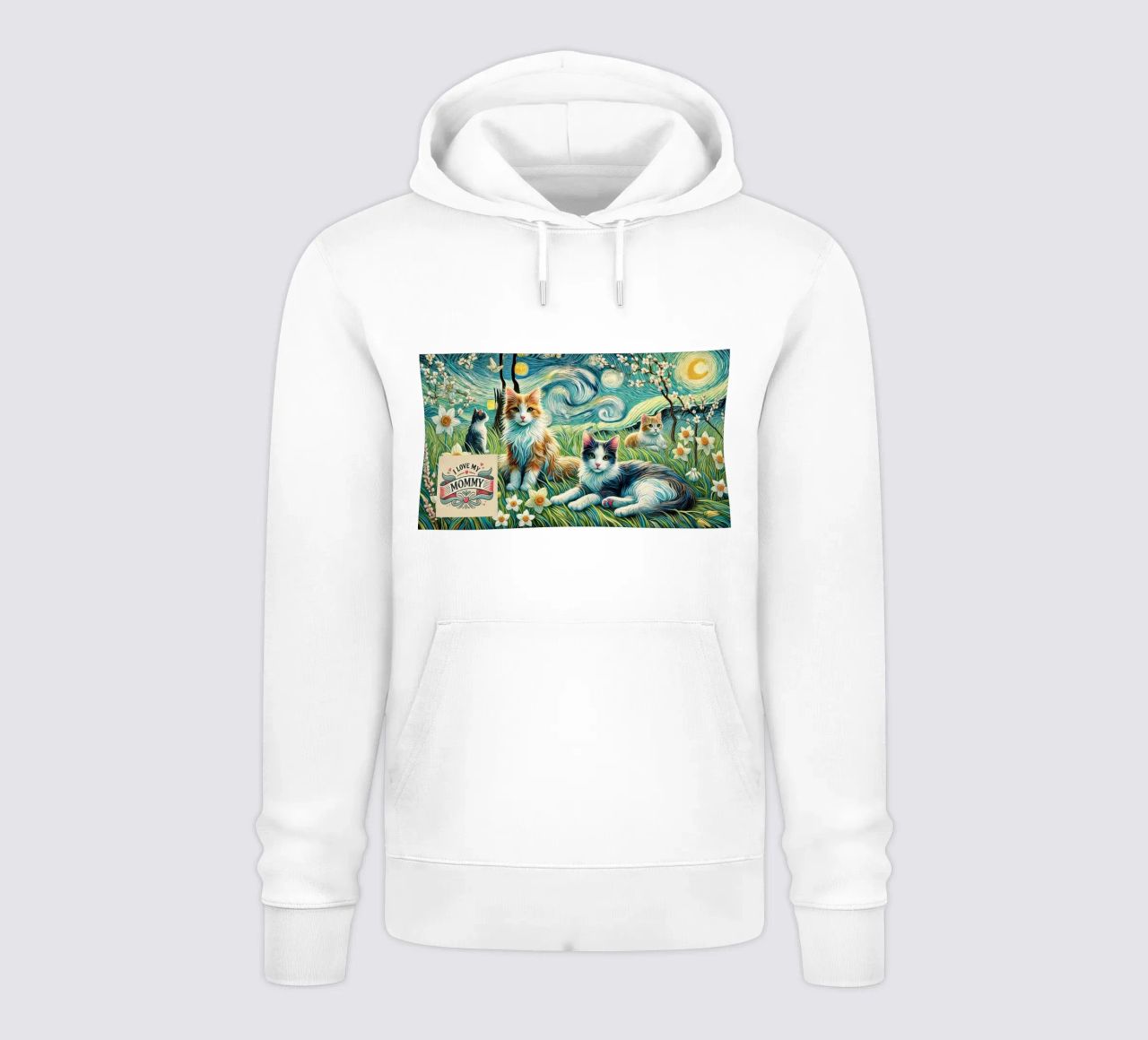 I LOVE MY MOMMY IN SPRING, Kittycat Edition felpa con cappuccio da Vintage Van Gogh