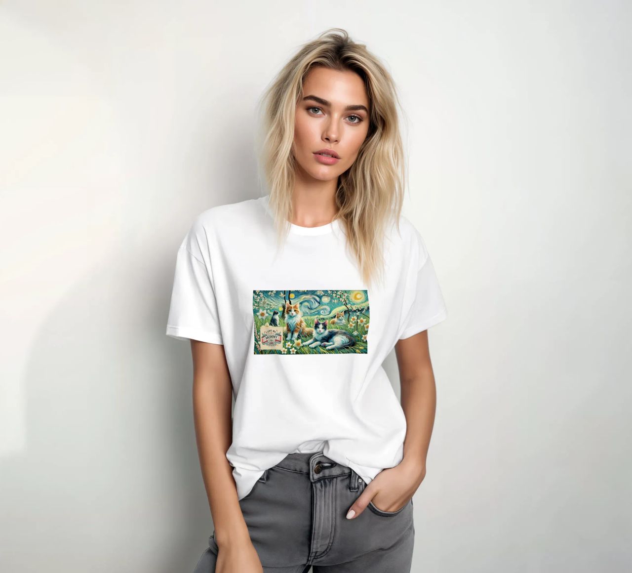I LOVE MY MOMMY IN SPRING, Kittycat Edition t-shirt da Vintage Van Gogh