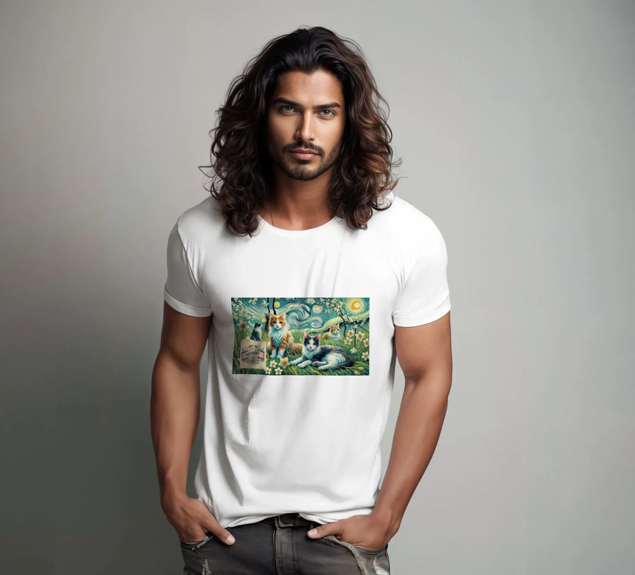 I LOVE MY MOMMY IN SPRING, Kittycat Edition t-shirt da Vintage Van Gogh