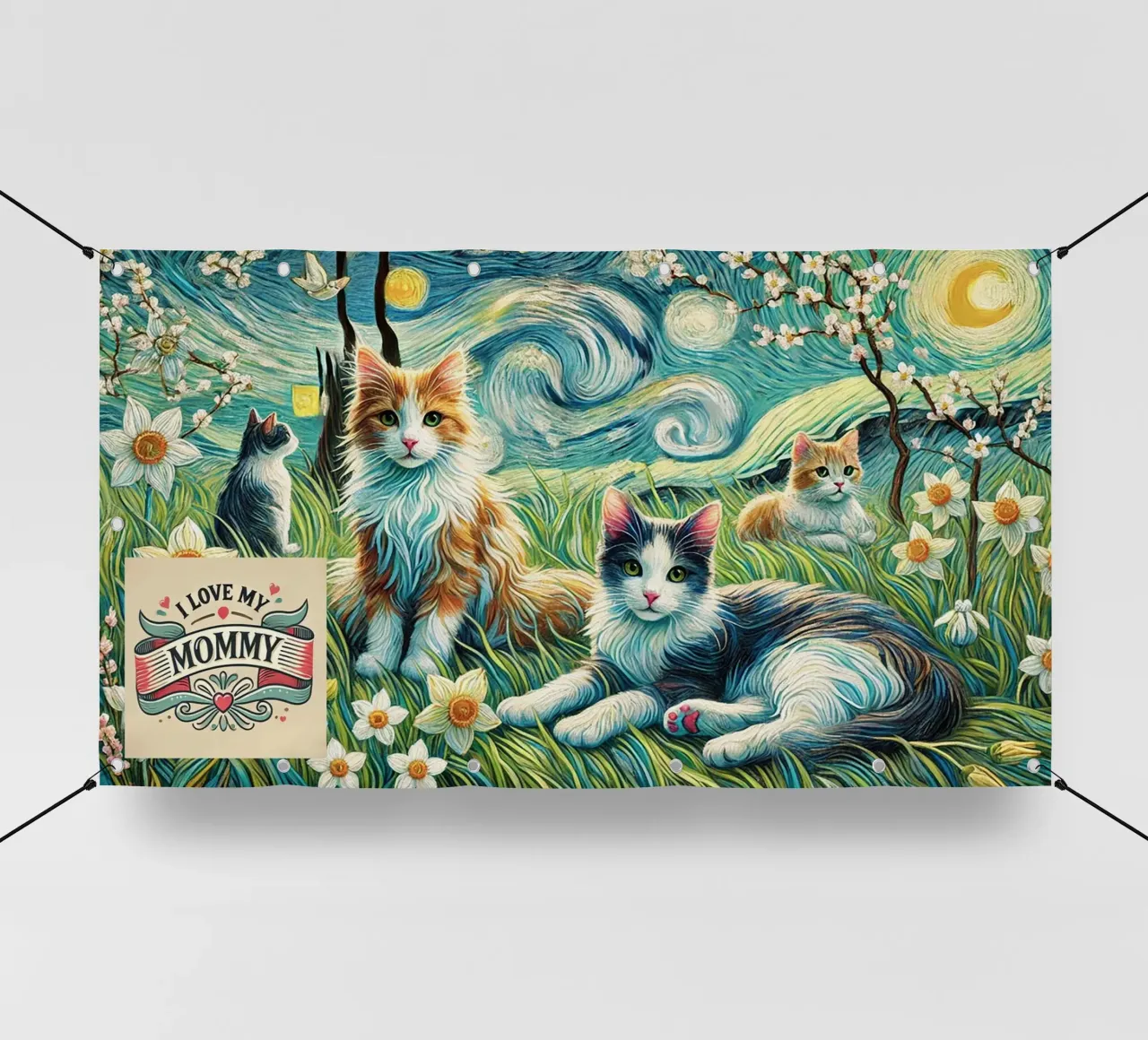 I LOVE MY MOMMY IN SPRING, Kittycat Edition telo in pvc da Vintage Van Gogh