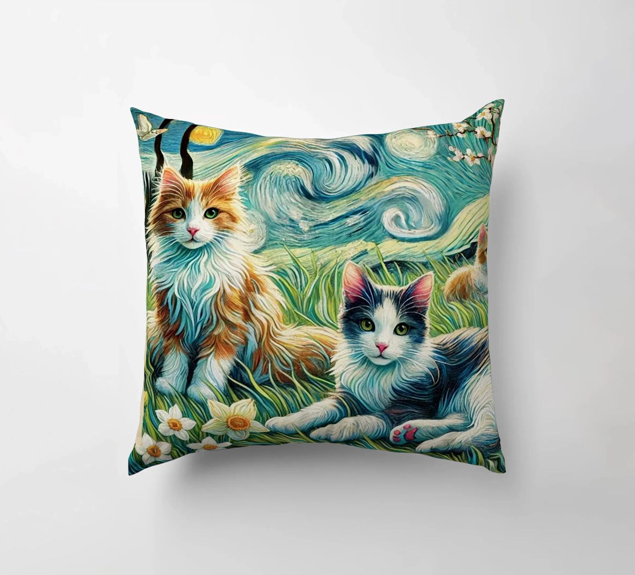 I LOVE MY MOMMY IN SPRING, Kittycat Edition cuscino da Vintage Van Gogh