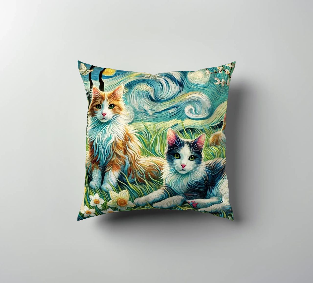 I LOVE MY MOMMY IN SPRING, Kittycat Edition cuscino da Vintage Van Gogh