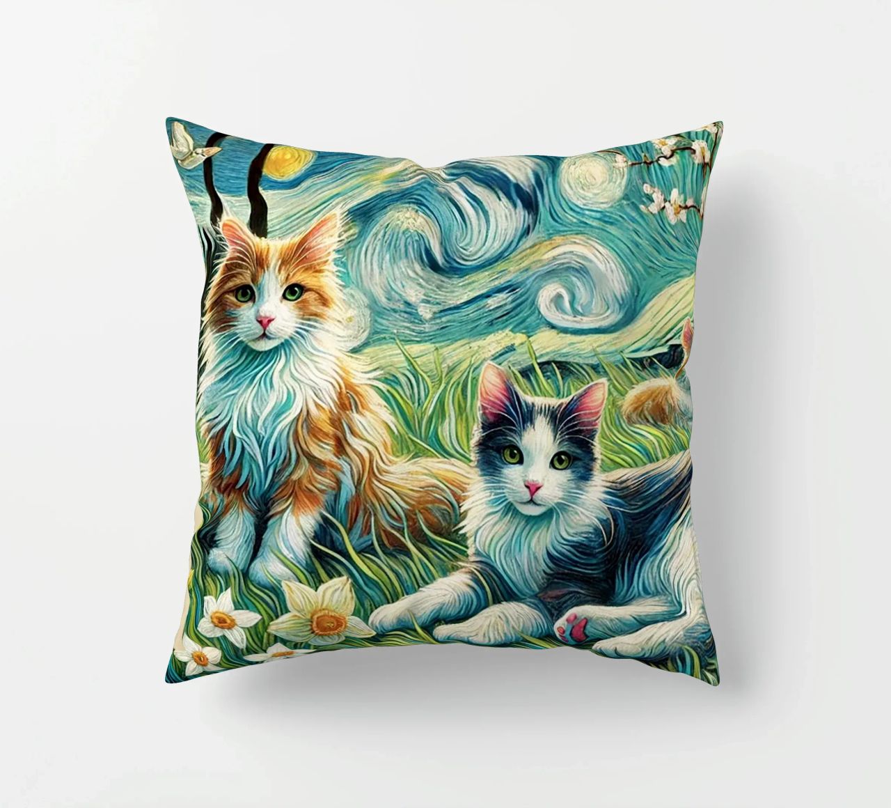 I LOVE MY MOMMY IN SPRING, Kittycat Edition cuscino da Vintage Van Gogh