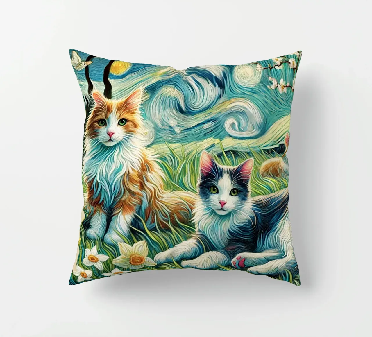 I LOVE MY MOMMY IN SPRING, Kittycat Edition cuscino da Vintage Van Gogh