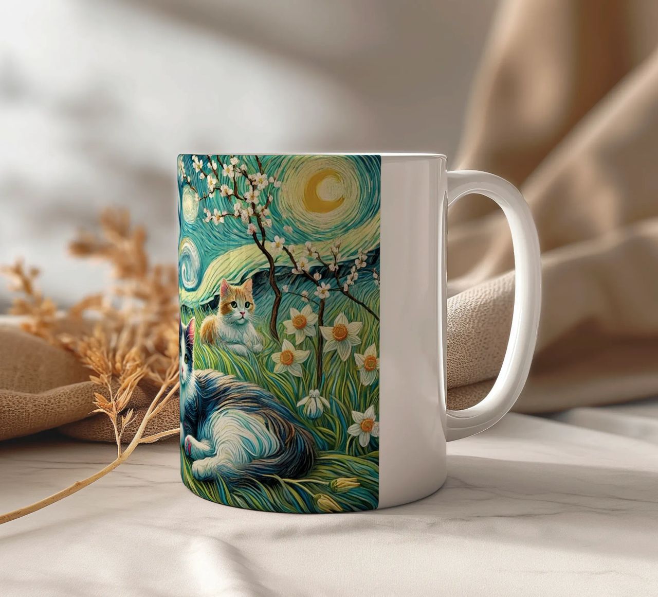 I LOVE MY MOMMY IN SPRING, Kittycat Edition tazza in ceramica da Vintage Van Gogh