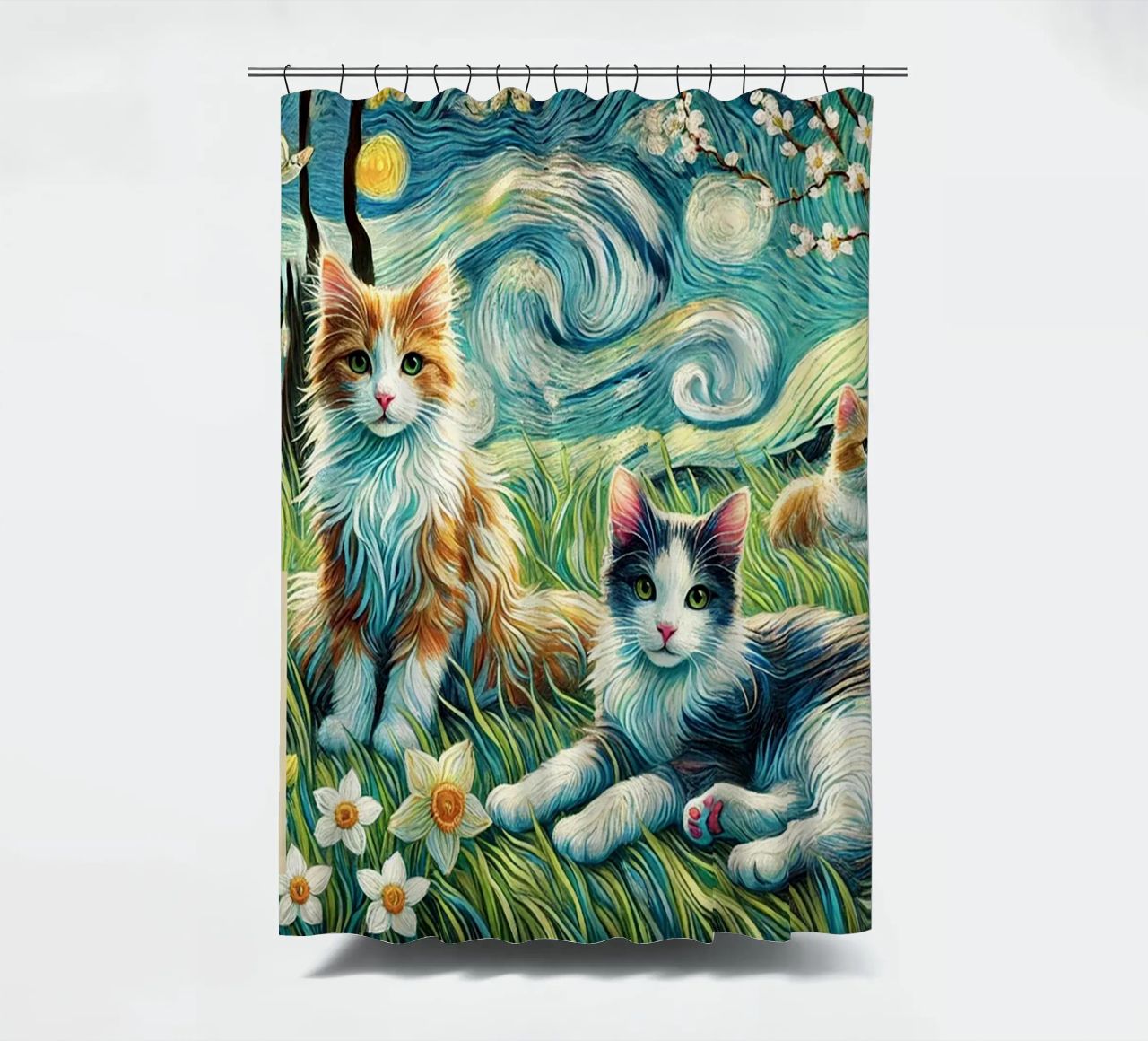 I LOVE MY MOMMY IN SPRING, Kittycat Edition tenda da doccia da Vintage Van Gogh