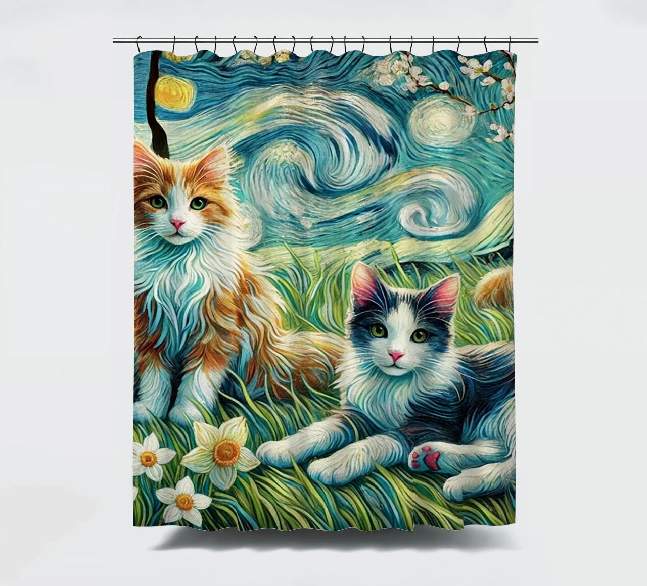 I LOVE MY MOMMY IN SPRING, Kittycat Edition tenda da doccia da Vintage Van Gogh