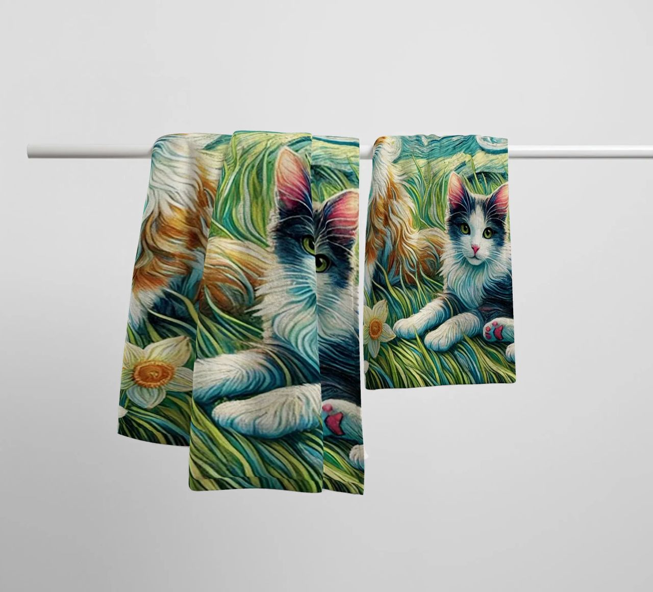 I LOVE MY MOMMY IN SPRING, Kittycat Edition asciugamano da bagno da Vintage Van Gogh