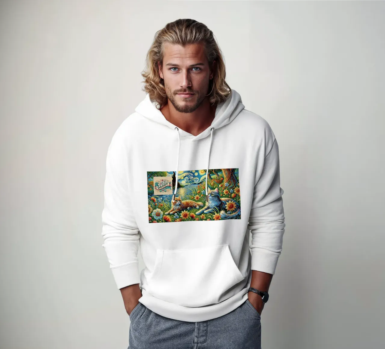 I LOVE MY DADDY IN SUMMER, Kittycat Edition felpa con cappuccio da Vintage Van Gogh