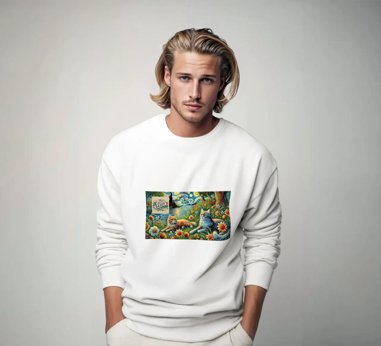 I LOVE MY DADDY IN SUMMER, Kittycat Edition felpa da Vintage Van Gogh