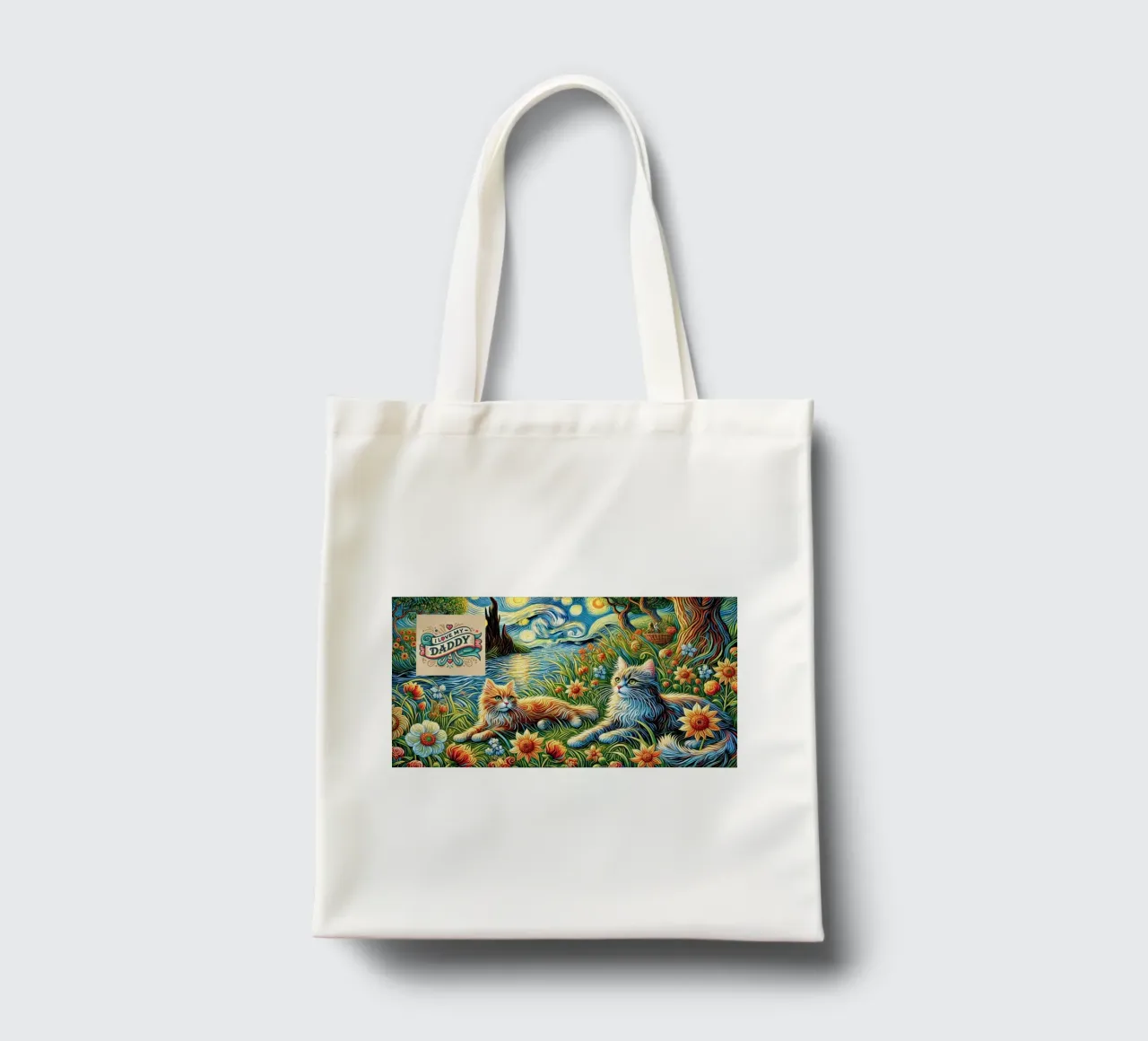I LOVE MY DADDY IN SUMMER, Kittycat Edition borsa in juta da Vintage Van Gogh