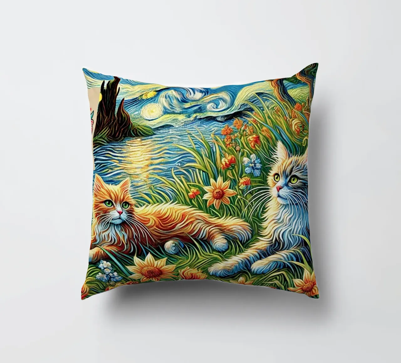 I LOVE MY DADDY IN SUMMER, Kittycat Edition cuscino da Vintage Van Gogh