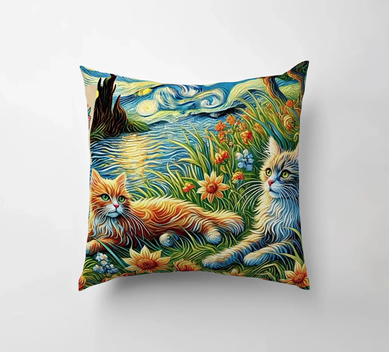 I LOVE MY DADDY IN SUMMER, Kittycat Edition cuscino da Vintage Van Gogh