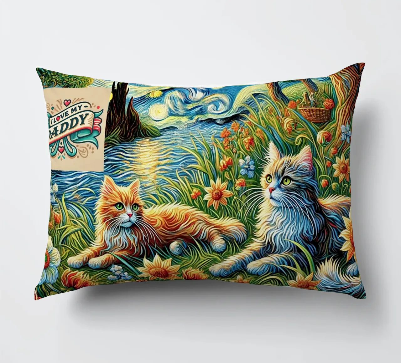 I LOVE MY DADDY IN SUMMER, Kittycat Edition cuscino da Vintage Van Gogh