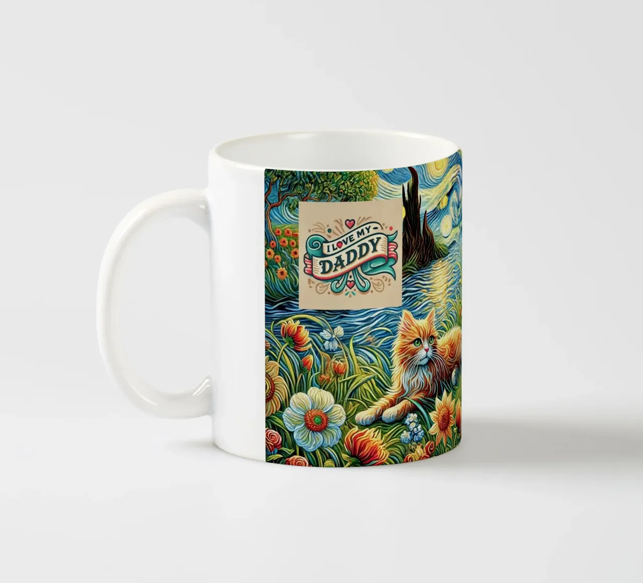 I LOVE MY DADDY IN SUMMER, Kittycat Edition tazza in ceramica da Vintage Van Gogh