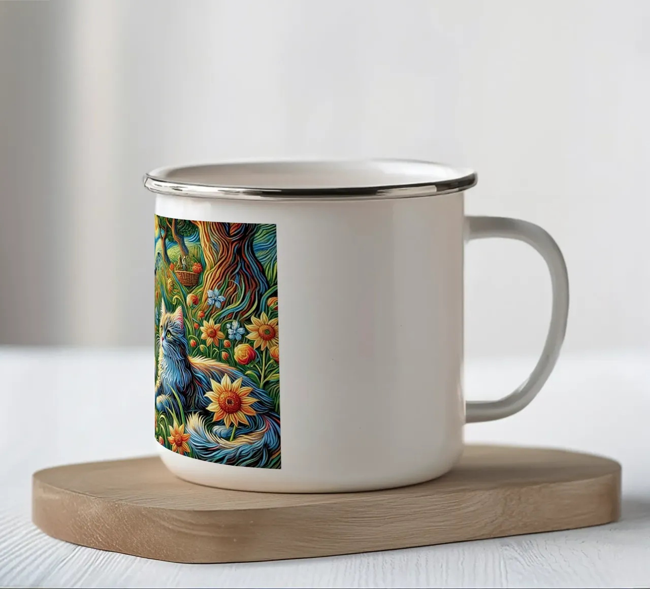 I LOVE MY DADDY IN SUMMER, Kittycat Edition tazza in smalto da Vintage Van Gogh