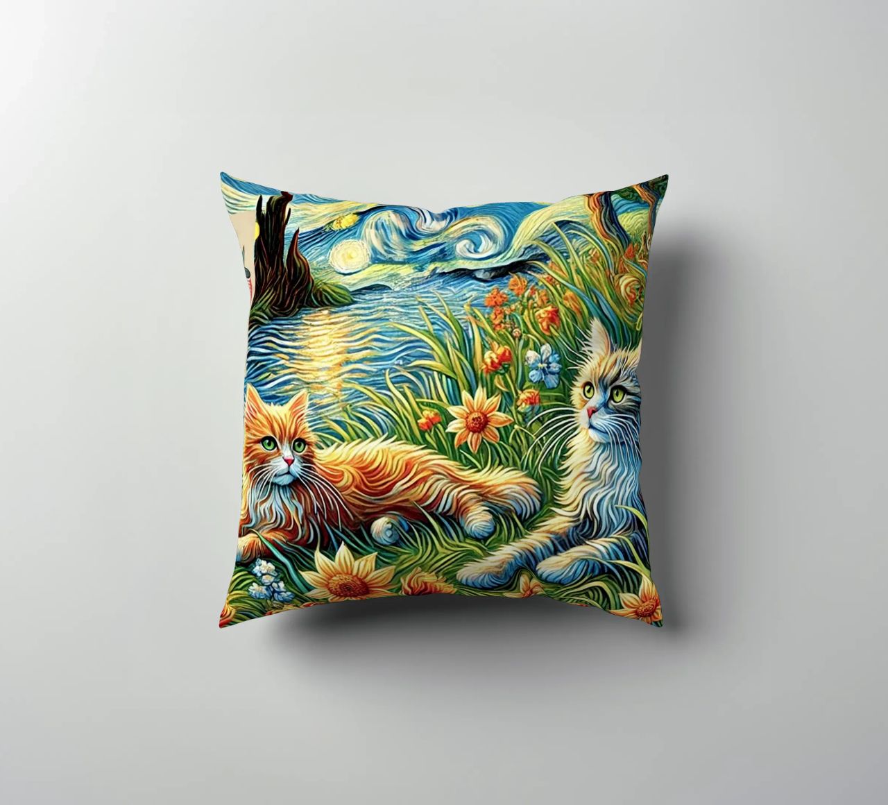 I LOVE MY MOMMY IN SUMMER, Kittycat Edition cuscino da Vintage Van Gogh