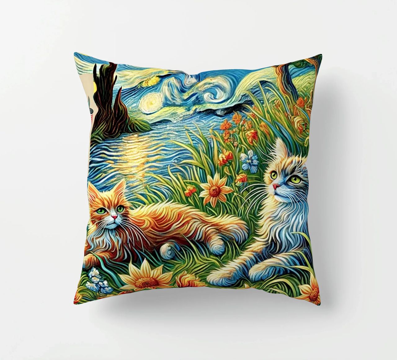 I LOVE MY MOMMY IN SUMMER, Kittycat Edition cuscino da Vintage Van Gogh