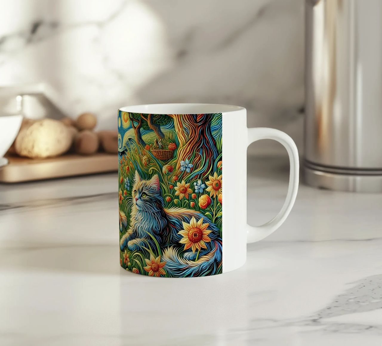 I LOVE MY MOMMY IN SUMMER, Kittycat Edition tazza in ceramica da Vintage Van Gogh
