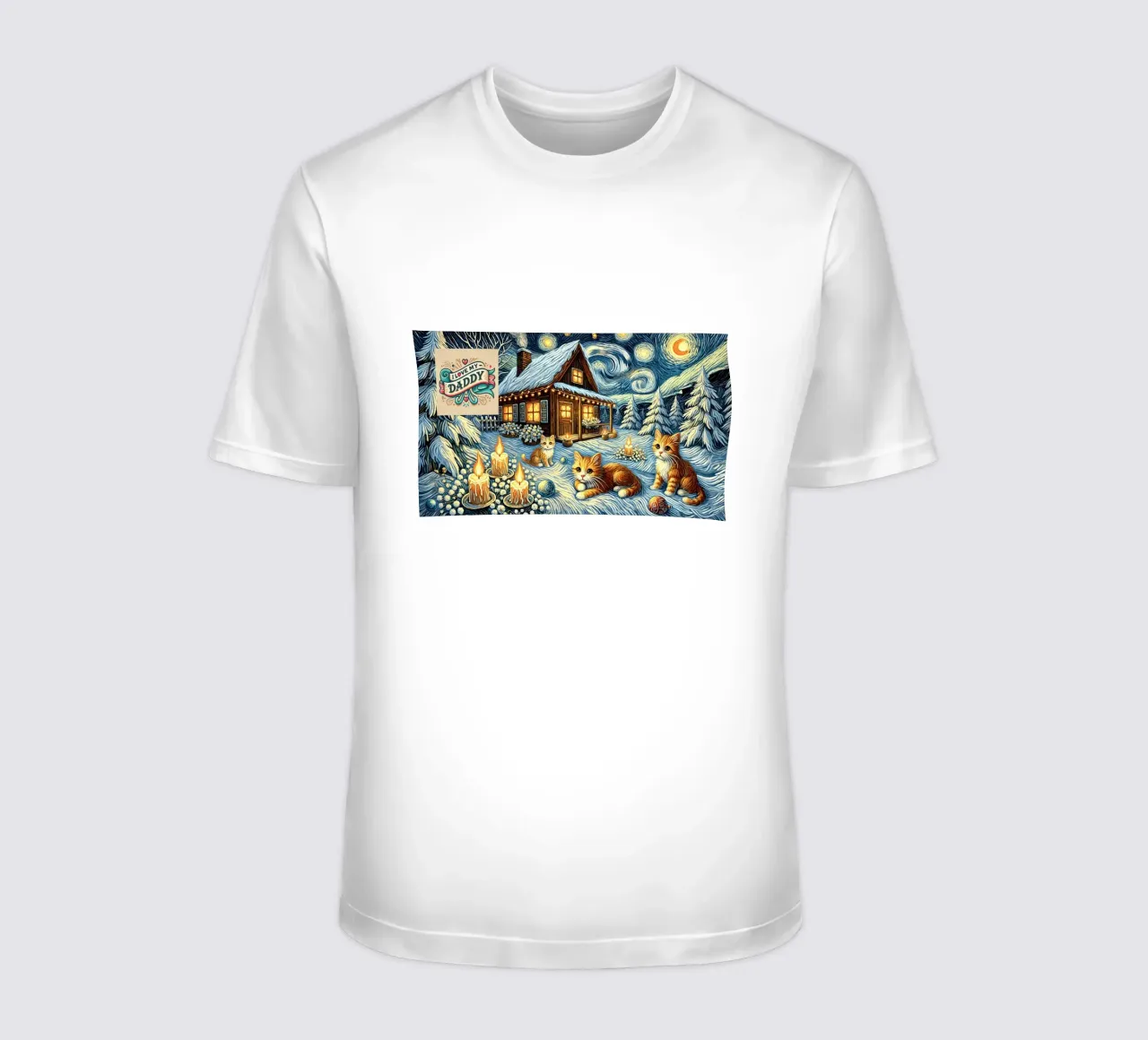 I LOVE MY DADDY IN WINTER, Kittycat Edition t-shirt da Vintage Van Gogh