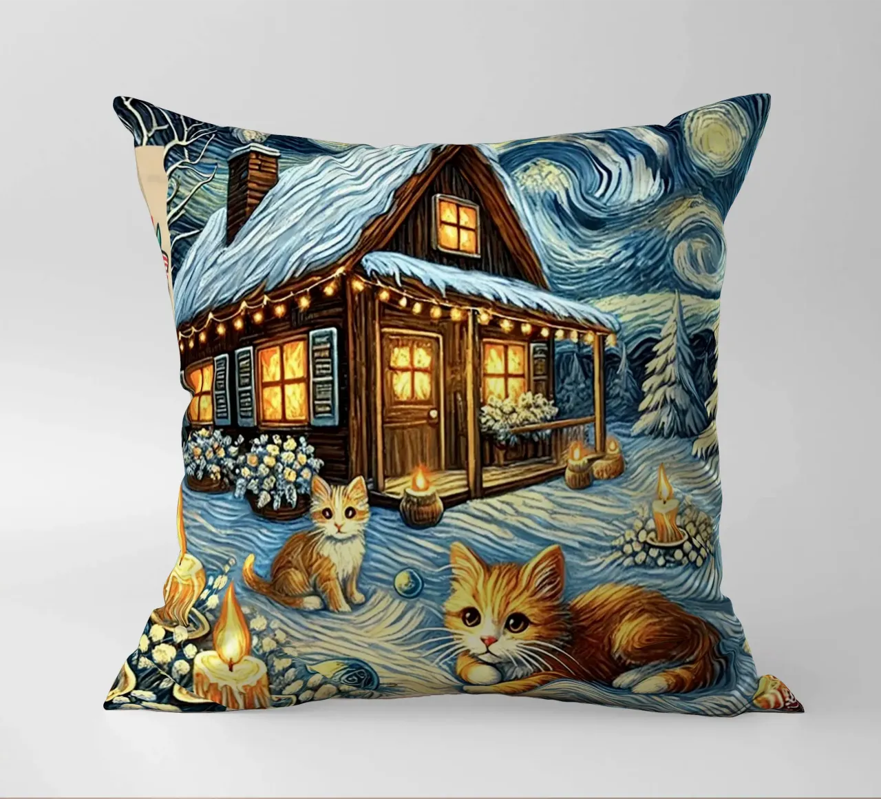 I LOVE MY DADDY IN WINTER, Kittycat Edition cuscino da Vintage Van Gogh