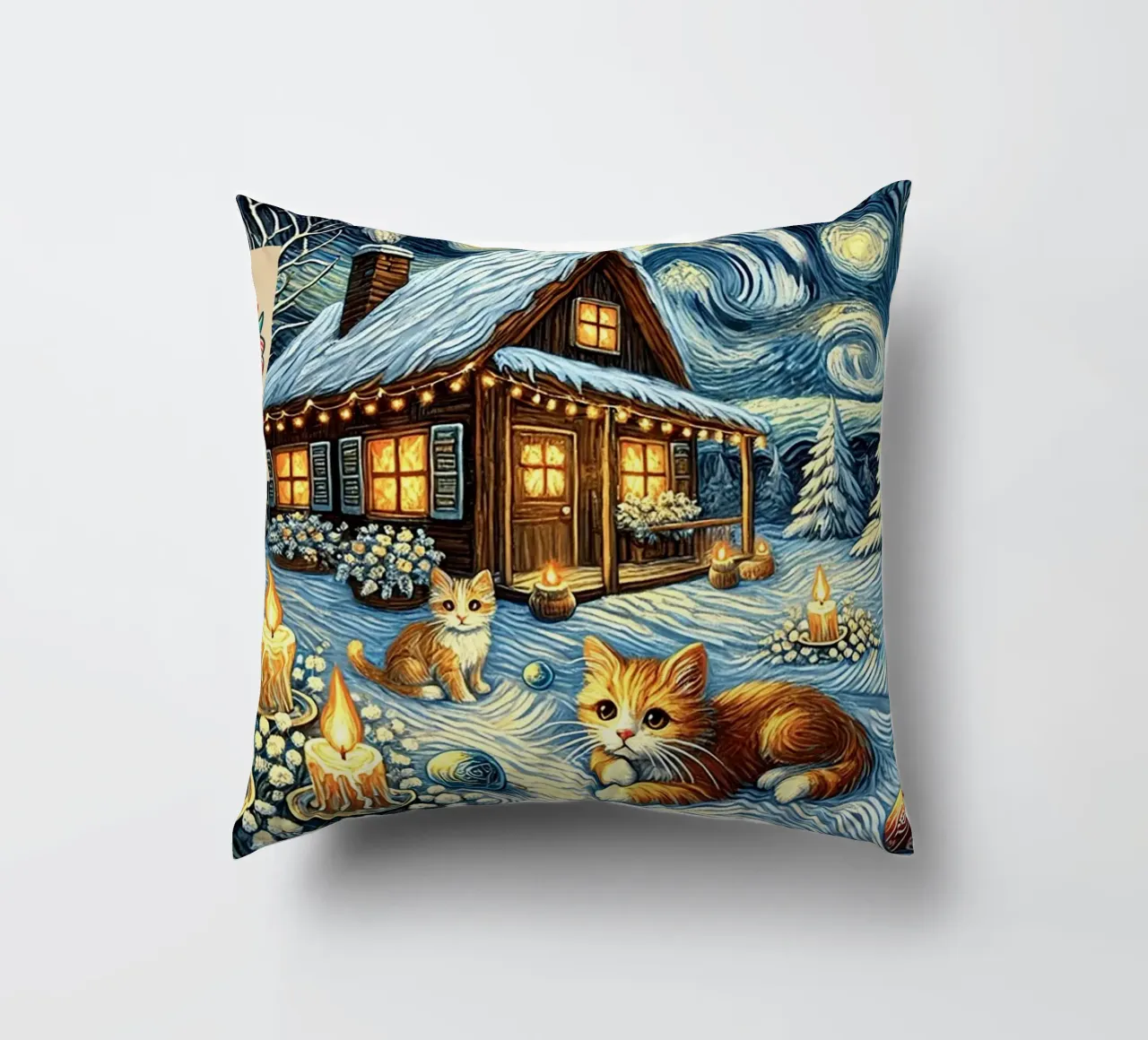 I LOVE MY DADDY IN WINTER, Kittycat Edition cuscino da Vintage Van Gogh