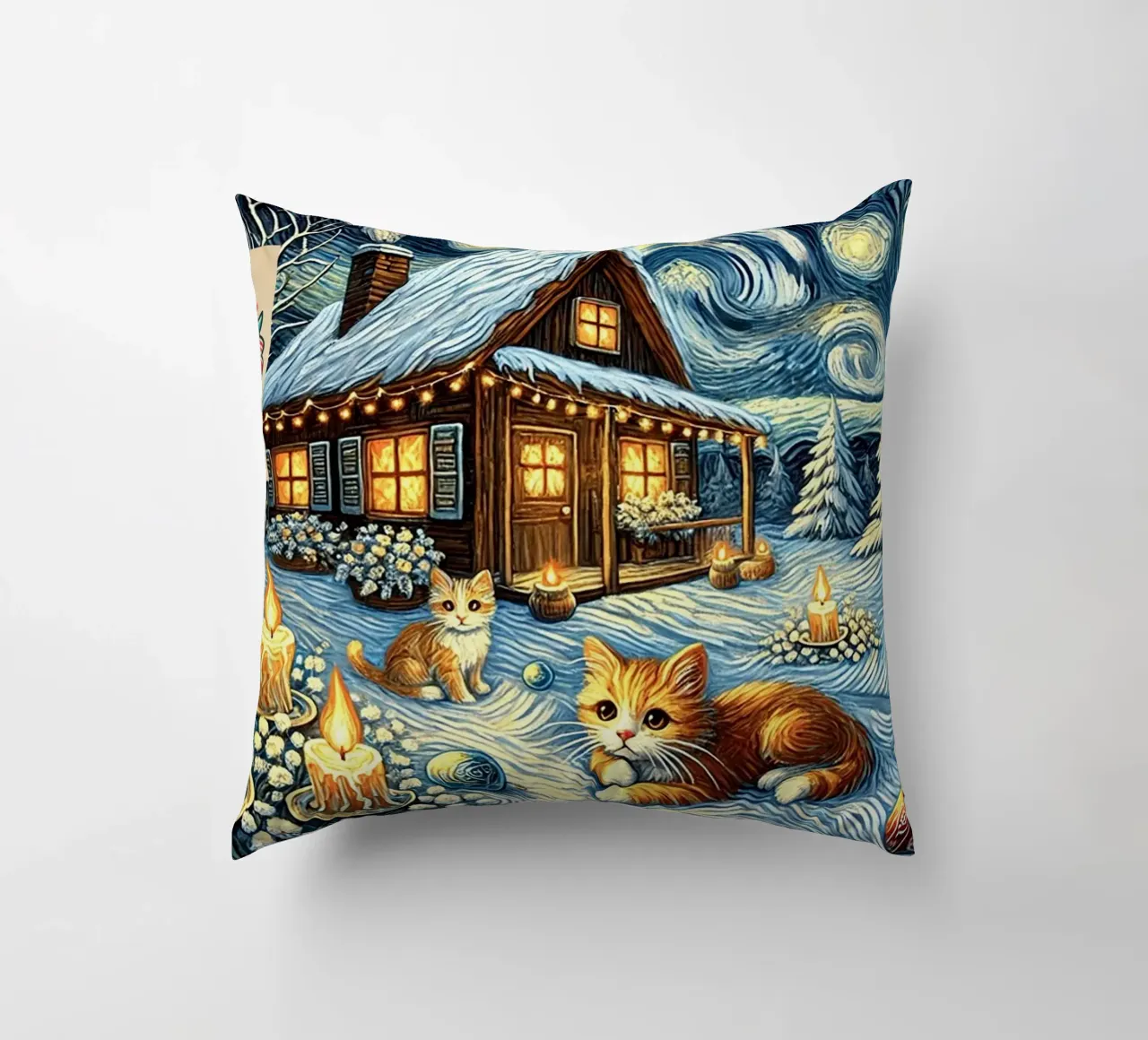 I LOVE MY DADDY IN WINTER, Kittycat Edition cuscino da Vintage Van Gogh