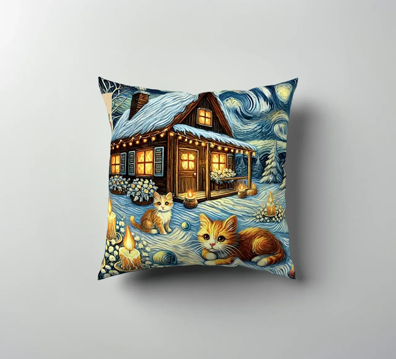 I LOVE MY DADDY IN WINTER, Kittycat Edition cuscino da Vintage Van Gogh