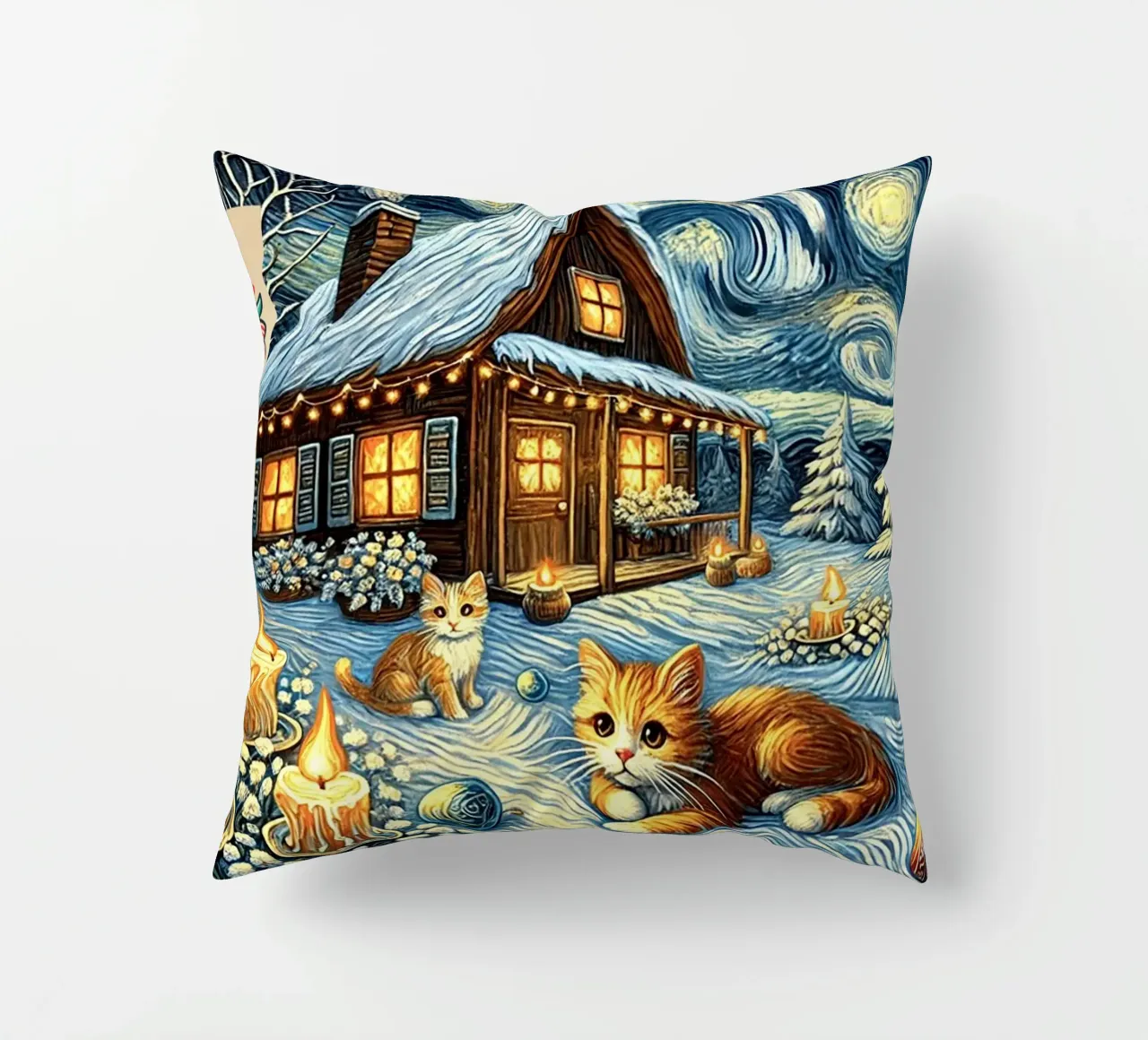 I LOVE MY DADDY IN WINTER, Kittycat Edition cuscino da Vintage Van Gogh