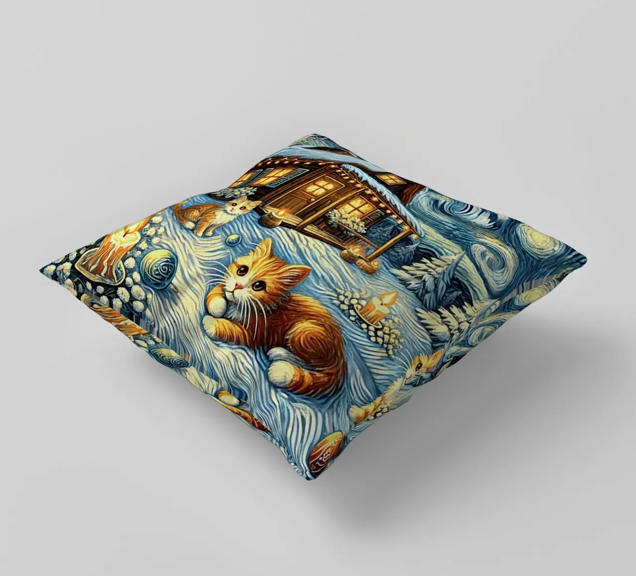 I LOVE MY DADDY IN WINTER, Kittycat Edition cuscino da Vintage Van Gogh
