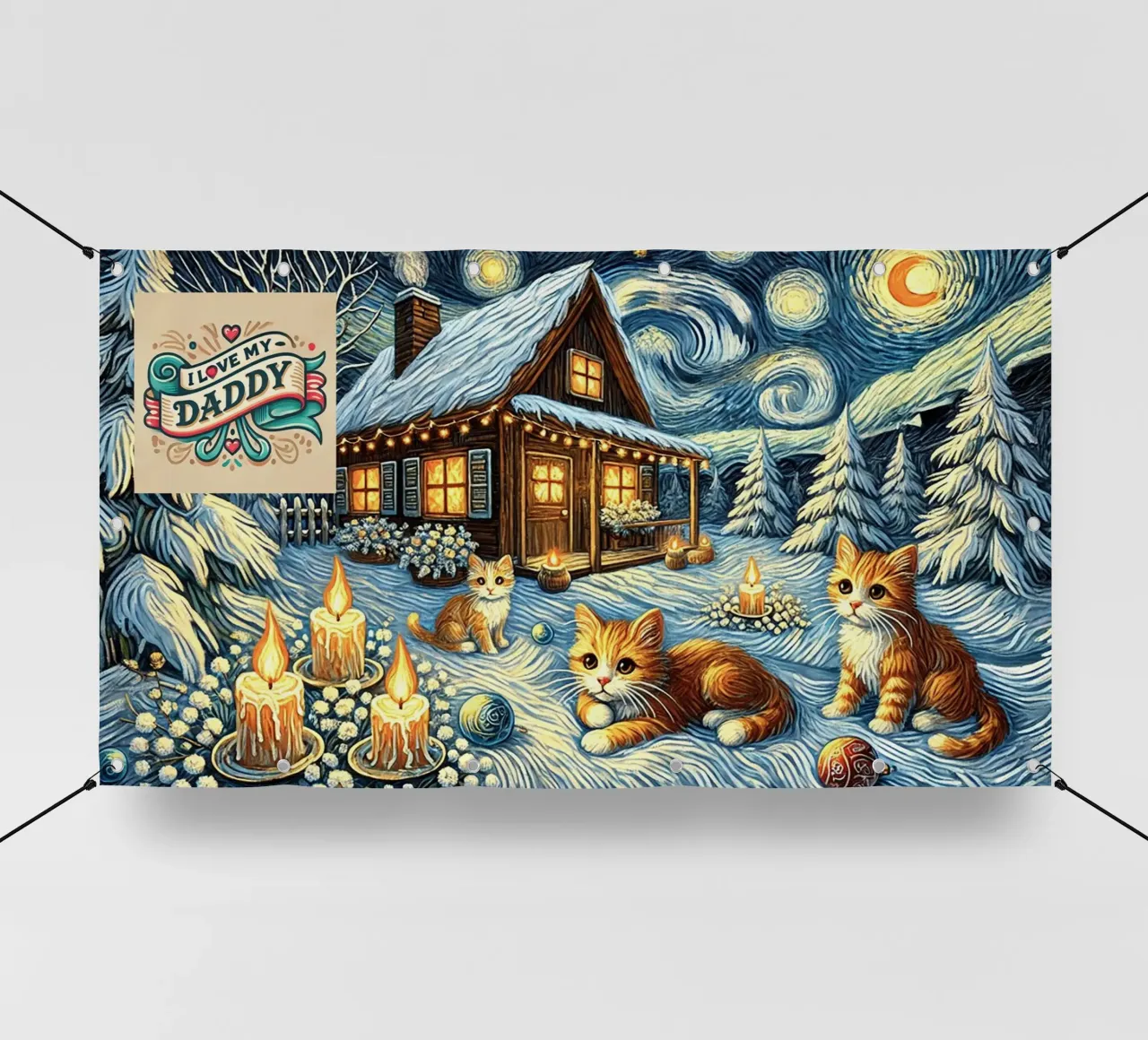 I LOVE MY DADDY IN WINTER, Kittycat Edition telo in pvc da Vintage Van Gogh