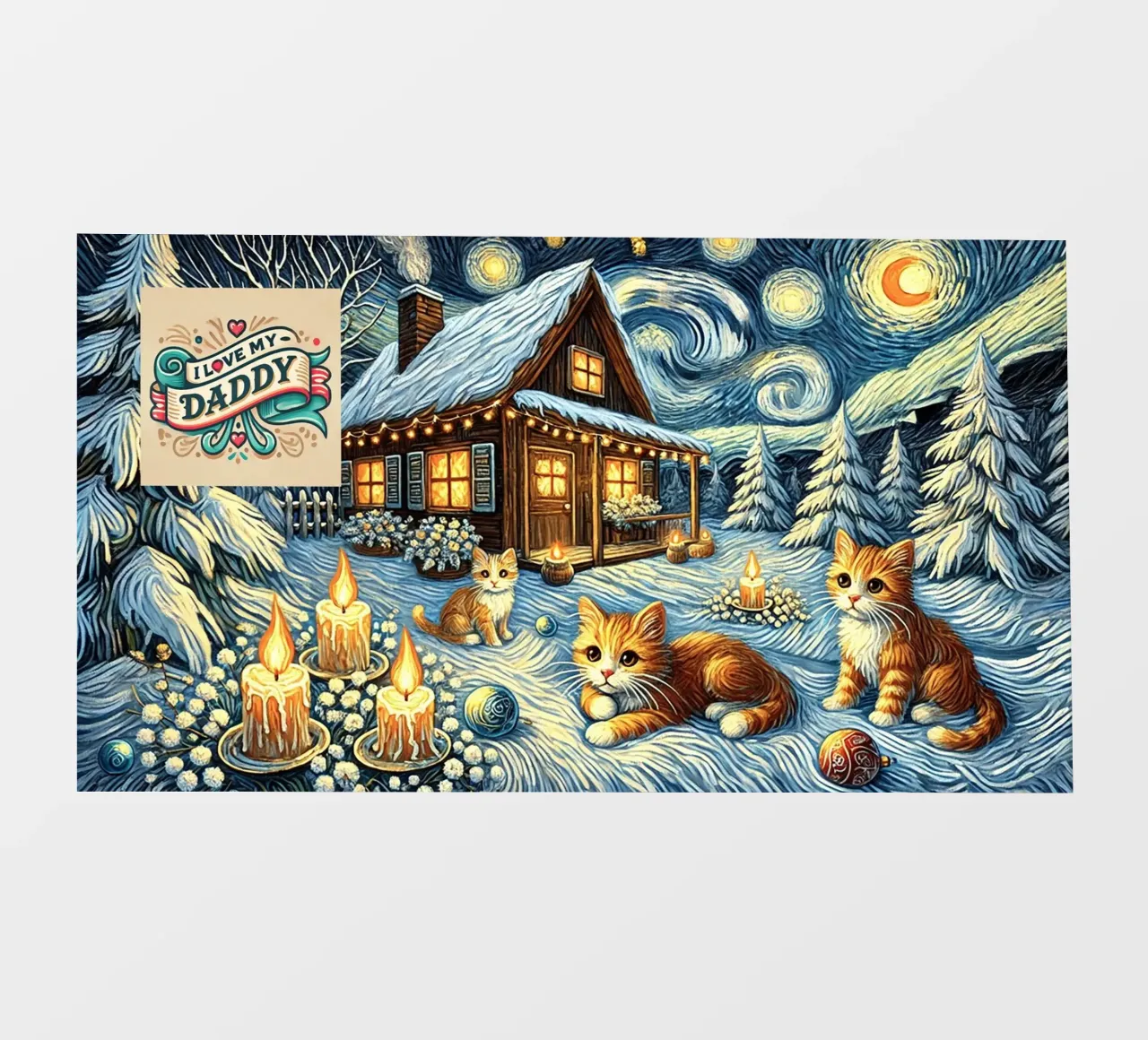 I LOVE MY DADDY IN WINTER, Kittycat Edition telo in pvc da Vintage Van Gogh