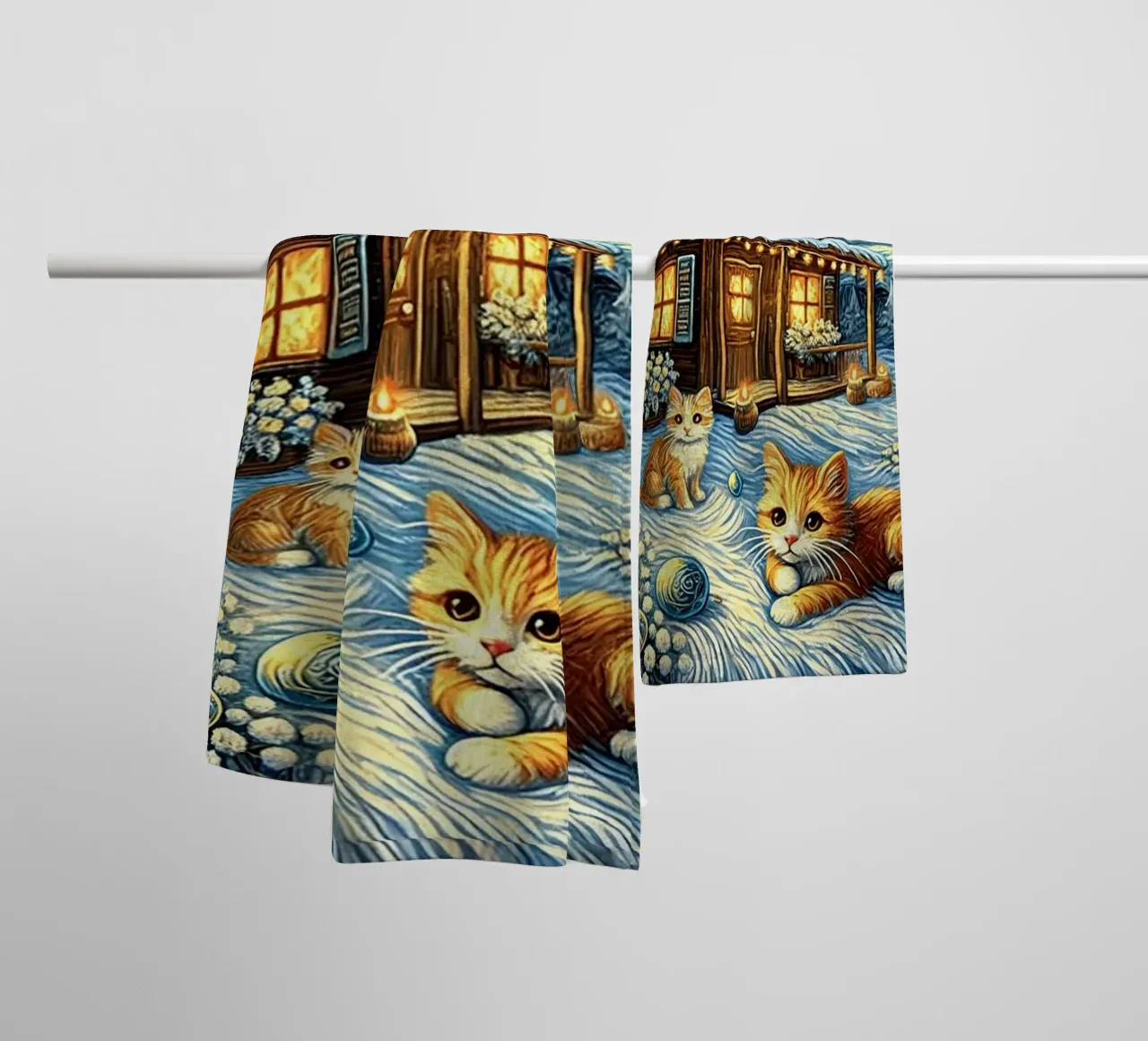 I LOVE MY DADDY IN WINTER, Kittycat Edition asciugamano da bagno da Vintage Van Gogh