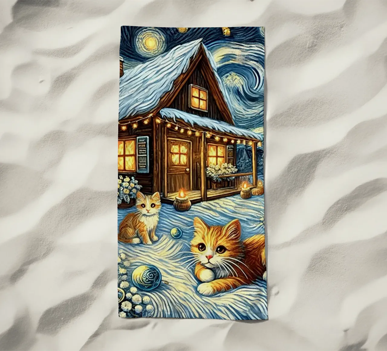 I LOVE MY DADDY IN WINTER, Kittycat Edition telo mare da Vintage Van Gogh