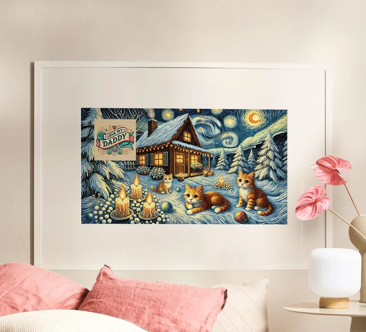 I LOVE MY DADDY IN WINTER, Kittycat Edition carta hahnemühle da Vintage Van Gogh