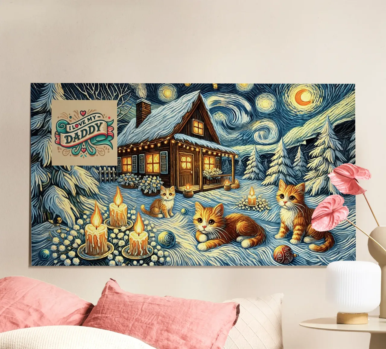I LOVE MY DADDY IN WINTER, Kittycat Edition carta hahnemühle da Vintage Van Gogh