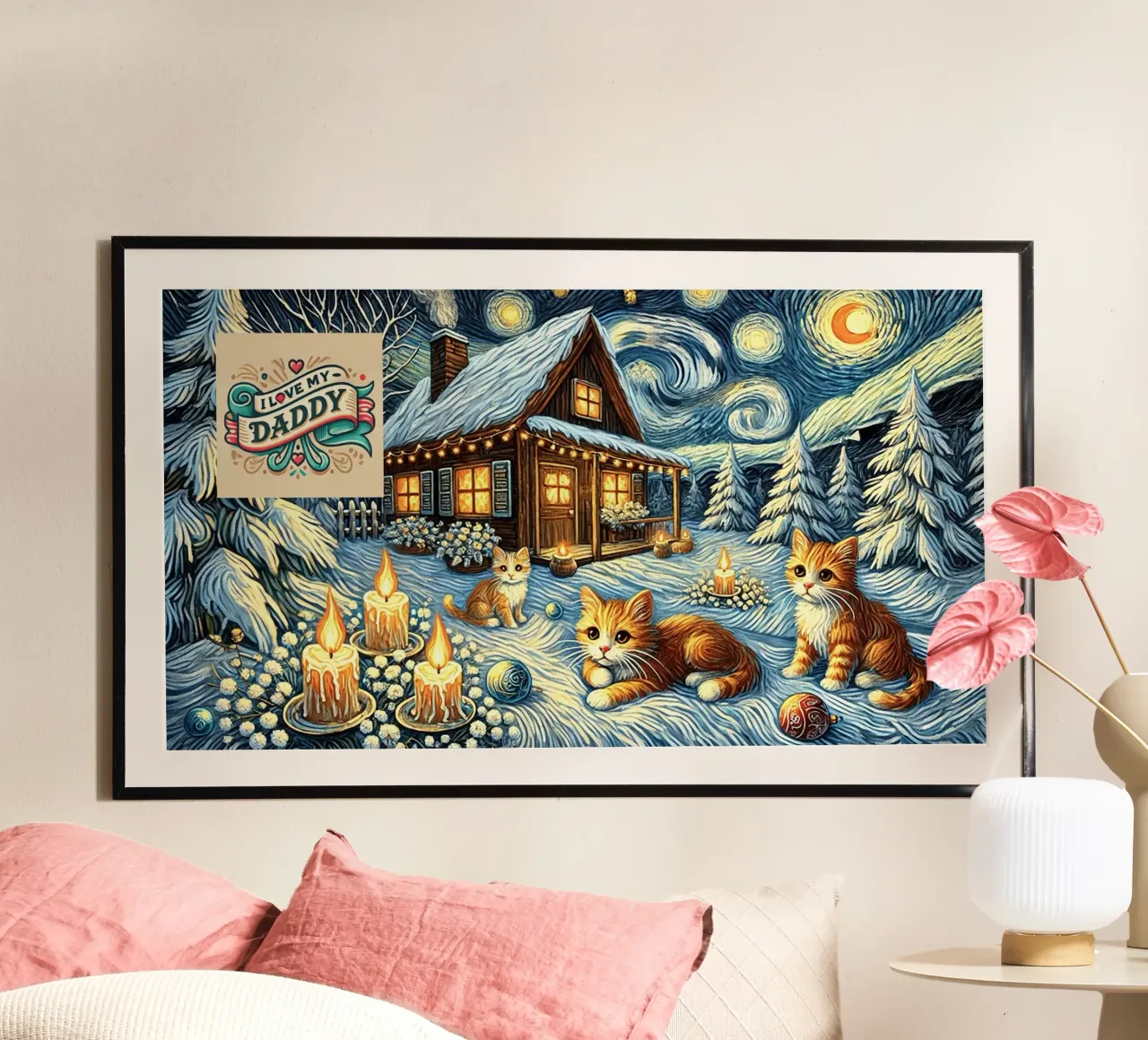I LOVE MY DADDY IN WINTER, Kittycat Edition carta hahnemühle da Vintage Van Gogh