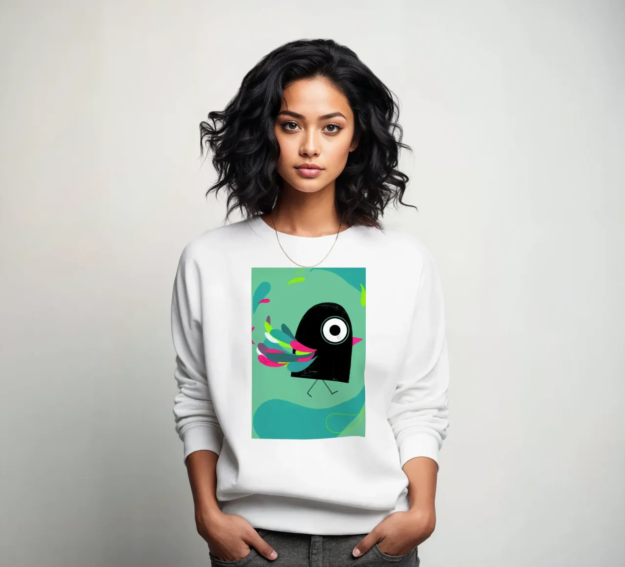 Curious Colorful Bird sweatshirt van Doozal