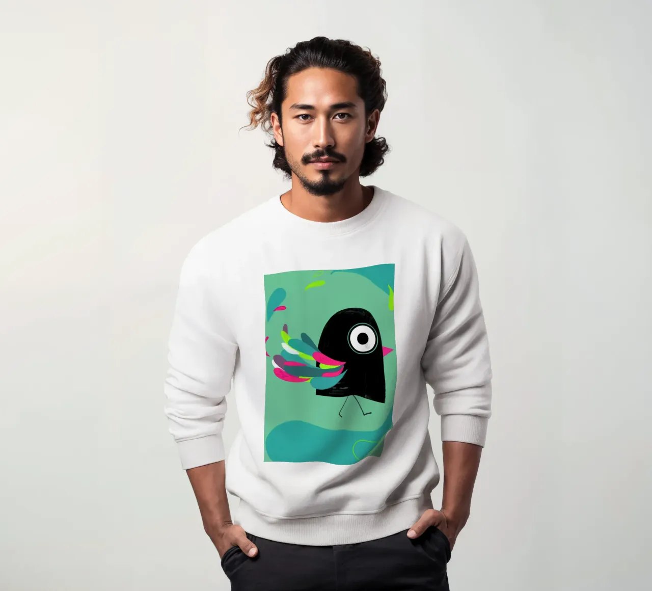 Curious Colorful Bird sweatshirt van Doozal