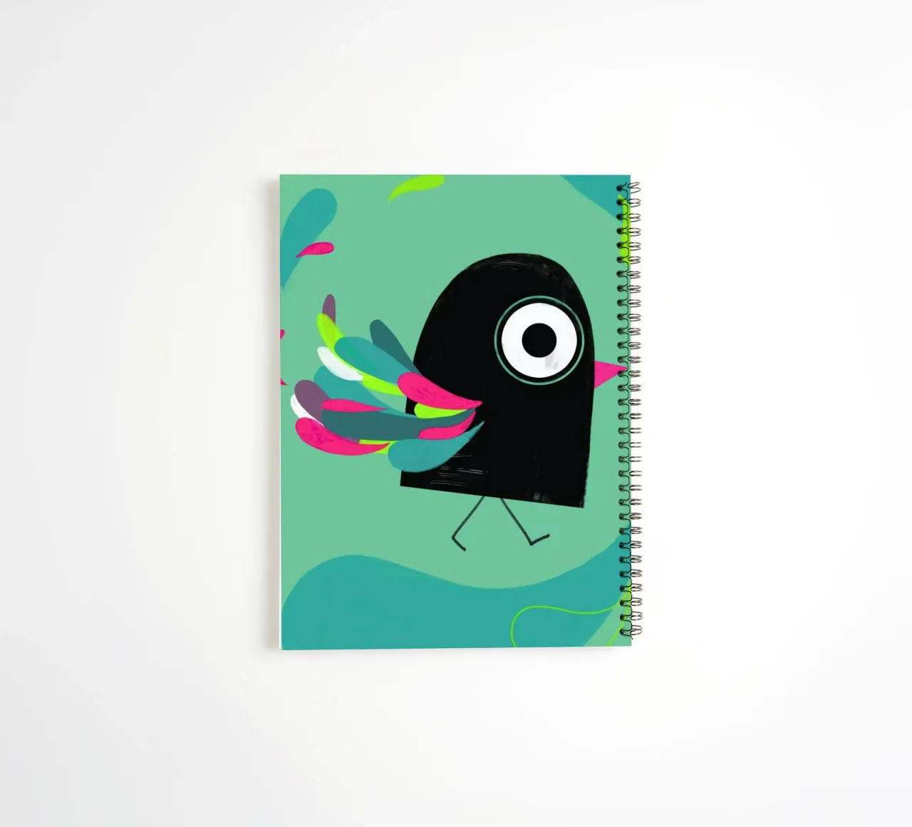 Curious Colorful Bird spiral notebook by Doozal