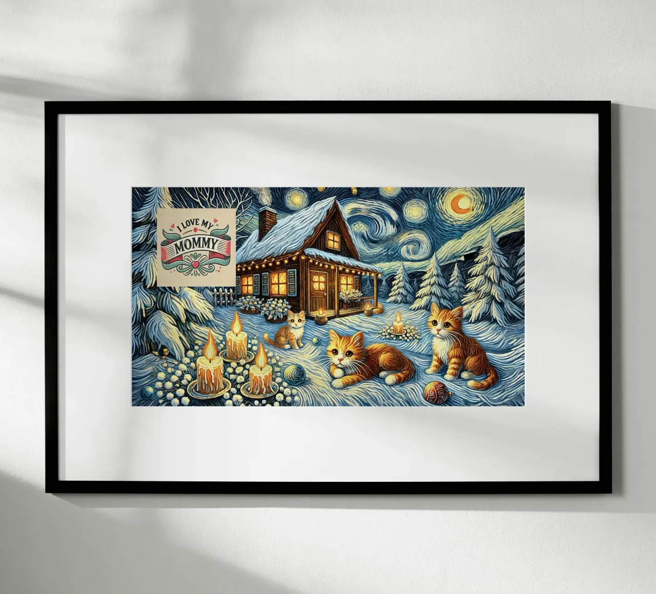 I LOVE MY MOMMY IN WINTER, Kittycat Edition carta hahnemühle da Vintage Van Gogh