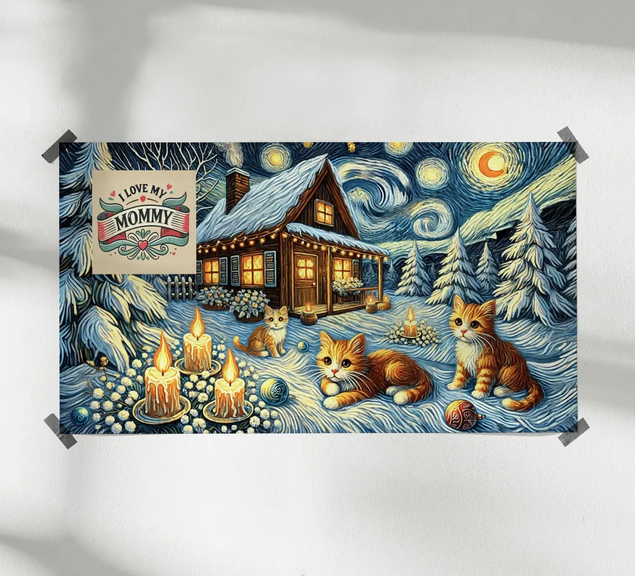 I LOVE MY MOMMY IN WINTER, Kittycat Edition carta hahnemühle da Vintage Van Gogh