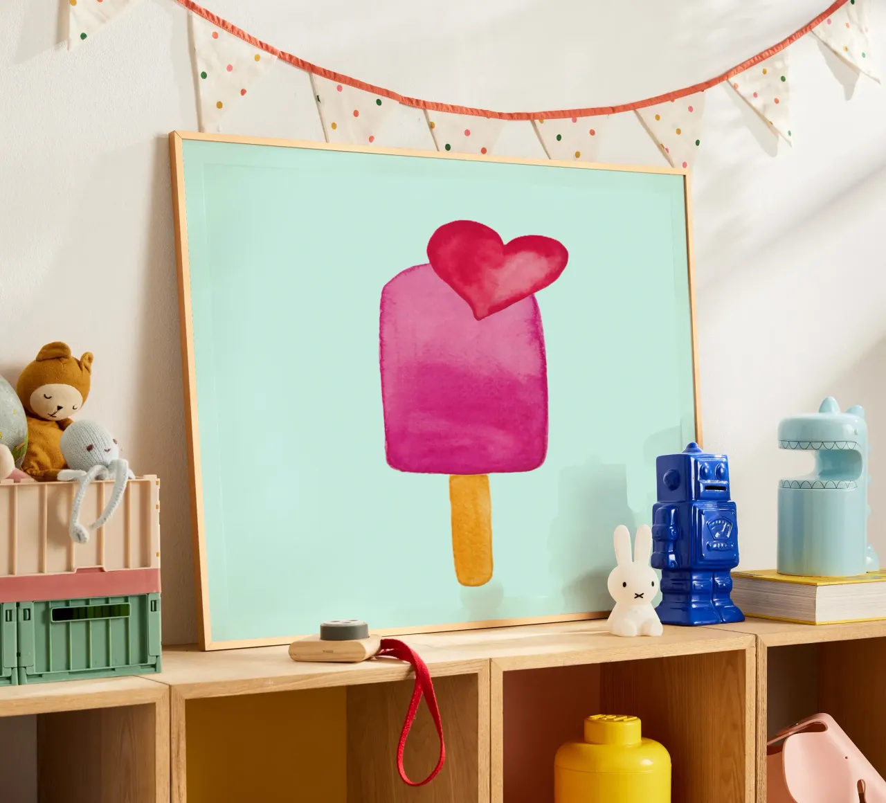 Pink Ice Lolly - Ice Cream - Eis am Stiel poster con telaio in alluminio da Petra Lang